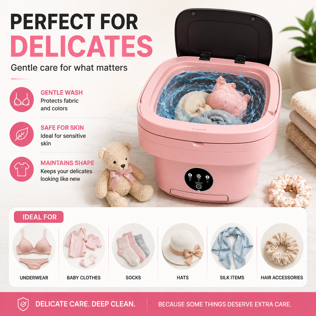 Mini Foldable Washing Machine – Portable Compact Laundry Washer for Travel, Dorms & Small Spaces