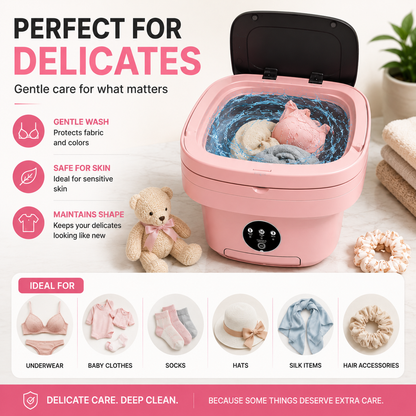 Mini Foldable Washing Machine – Portable Compact Laundry Washer for Travel, Dorms & Small Spaces