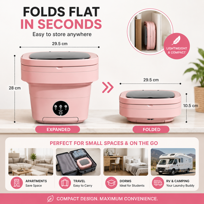 Mini Foldable Washing Machine – Portable Compact Laundry Washer for Travel, Dorms & Small Spaces