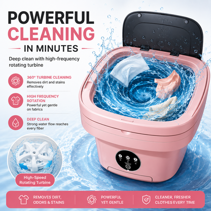 Mini Foldable Washing Machine – Portable Compact Laundry Washer for Travel, Dorms & Small Spaces